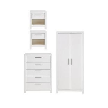Rio 4 Piece Package Deal - 2 Door Wardrobe, 5 Drawer Chest And 2 Bedside Chests
