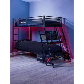 X Rocker Armada Dual Bunk Bed with Gaming Desk, Black