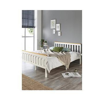 Clayton Wooden Bed Frame With Mattress Options (Buy &Amp Save!) - White/Natural