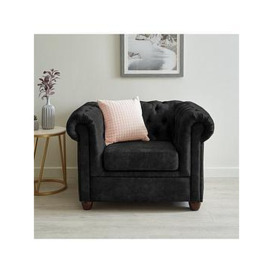 Very Home Chester Chesterfield Leather Look Armchair - Black - Fsc&Reg Certified