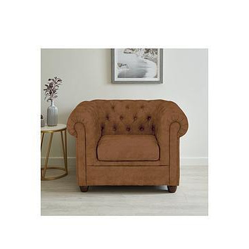 Very Home Chester Chesterfield Leather Look Armchair - Chocolate - Fsc&Reg Certified