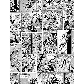 Marvel Comic Strip Wallpaper, Black/White