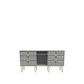 Swift Cube Ready Assembled 6 Drawer Tv Unit/Sideboard - Fits Up To 65 Inch Tv - Grey - Fsc&Reg Certified