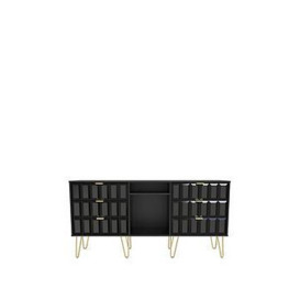 Swift Cube Ready Assembled 6 Drawer Tv Unit/Sideboard - Fits Up To 65 Inch Tv - Black - Fsc&Reg Certified