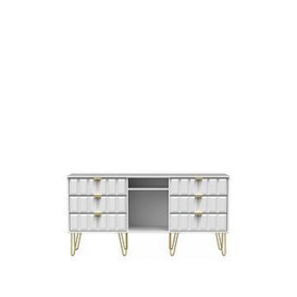 Swift Cube Ready Assembled 6 Drawer Tv Unit/Sideboard - Fits Up To 65 Inch Tv - White - Fsc&Reg Certified