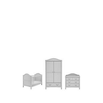 East Coast Toulouse Cotbed, Dresser and Wardrobe Roomset- Grey, Grey