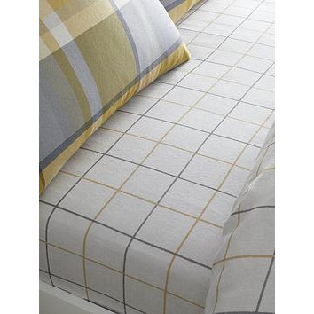 Catherine Lansfield Check Brushed Fitted Sheet In Ochre