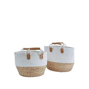 Very Home Set Of 2 Round Cotton/Seagrass Storage Baskets