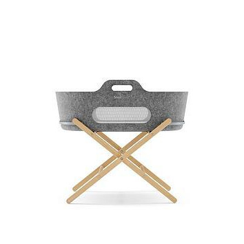 Snuz SnuzBaskit Moses Basket & Natural Stand Set - Dark Grey, Grey