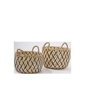 Very Home Set Of 2 Bamboo Woven Storage Baskets