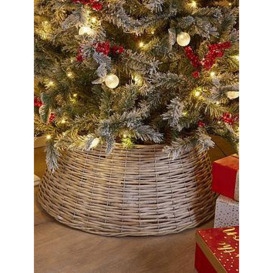 Festive White Wash Willow Round Christmas Tree Skirt &Ndash 50 Cm Diameter