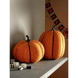 Very Home Set Of 2 Cable Knit Pumpkins Halloween Decorations