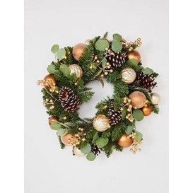 Very Home Copper And Gold Pre-Lit Christmas Wreath - 60 Cm