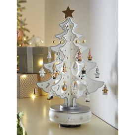 Three Kings Musical Rotating D&EacuteCo Christmas Tree - Silver/White