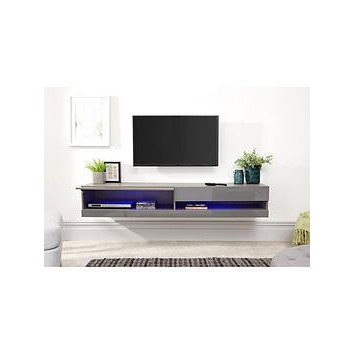Gfw Galicia 180 Cm Floating Wall Tv Unit With Led Lights - Fits Up To 80 Inch Tv - Grey