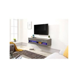 Gfw Galicia 120 Cm Floating Wall Tv Unit With Led Lights - Fits Up To 55 Inch -Grey