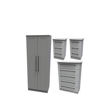 Swift Hayle 3 Piece Ready Assembled Package - 2 Door Wardrobe, 5 Drawer Chest And 2 Bedside Chests - Fsc&Reg Certified