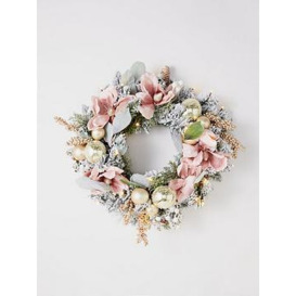 Very Home Frosted Rose Pre-Lit Christmas Wreath - 60 Cm