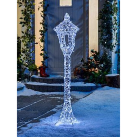 Festive 120 Cm Lit White Soft Acrylic Lamppost Outdoor Christmas Decoration