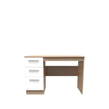Swift Montreal Ready Assembled Double Pedestal Desk - Oak Effect/White Gloss - Fsc&Reg Certified
