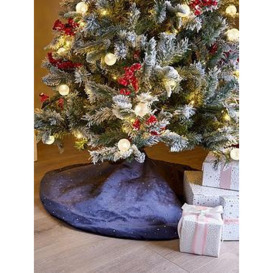 Very Home Blue Velvet And Rhinestone Christmas Tree Skirt
