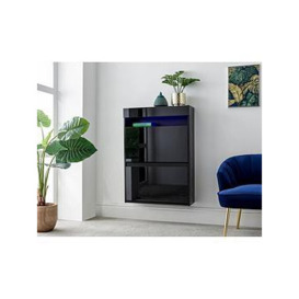 Gfw Galicia Wall Hanging Two Tier Shoe Cabinet With Led Light - Black