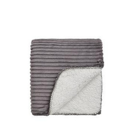 Very Home Ribbed Velour Sherpa Throw - Grey