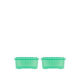 Wham Set Of 2 Crystal Green Storage Boxes &Ndash 45-Litre Capacity