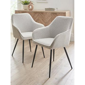 Very Home Alisha Pair Of Boucle Dining Chairs - Cream/Black