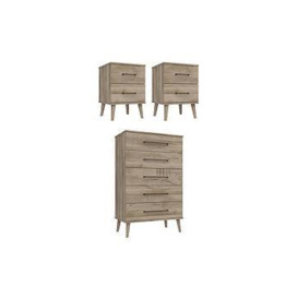 One Call Tuscany Ready Assembled 3 Piece Package - 5 Drawer Chest And 2 Bedside Chests