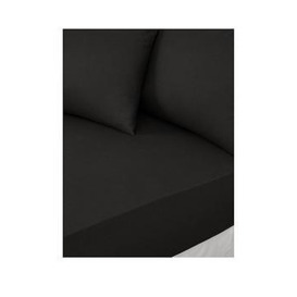 Very Home 180 Thread Count Percale 38 Cm Extra Deep Fitted Sheet - Black