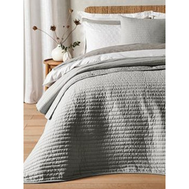 Bianca Quilted Lines Bedspread Throw In Silver