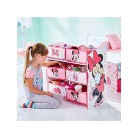 Minnie Mouse Kids Bedroom Toy Storage Unit With 6 Fabric Storage Boxes