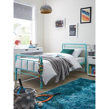 Everyday Freddie Children's Metal Single Bed Frame - Teal - Bed Frame Only, Teal, Size Single