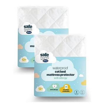 Silentnight Safe Nights Waterproof Cot Bed Mattress Protector Bundle - 2 Pack - White, White