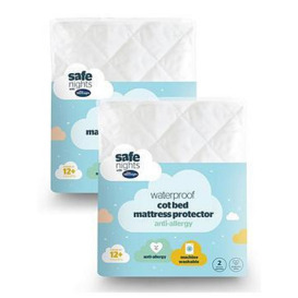 Silentnight Safe Nights Waterproof Cot Bed Mattress Protector &ndash Set of 2, White