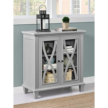 Ellington Double Glass Door Accent Cabinet - Grey