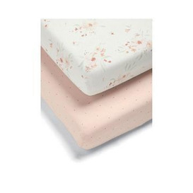 Mamas & Papas 2 Cot/Bed Fitted Sheets - Floral, Pink