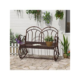 Outsunny Iron Rocking Chair - Bronze/Red