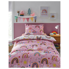 Silentnight Healthy Growth Coverless Single Duvet and Pillowcase Set - 9 Tog - Rainbow - Pink, Pink