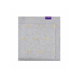 ClevaMama Knitted Pom Pom Baby Blanket -  Cotton 80 x 100 cm - Grey, Grey