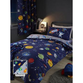 Catherine Lansfield Lost in Space Duvet Cover Set - Blue, Blue, Size Double