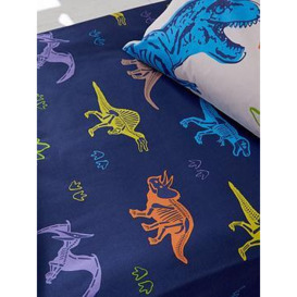 Catherine Lansfield Prehistoric Dinosaurs Fitted Sheet - Blue, Blue, Size Single