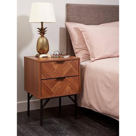 Lloyd Pascal Chevron 2 Drawer Bedside Table With Metal Legs