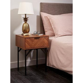 Lloyd Pascal Chevron 1 Drawer Bedside Table With Metal Legs