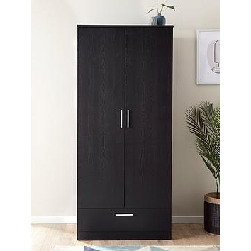 Everyday Panama 2 Door 1 Drawer Wardrobe - Black - Fsc&Reg Certified