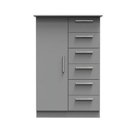 SWIFT Logan Ready Assembled 1 Door, 5 Drawer Midi Wardrobe - Grey, Grey