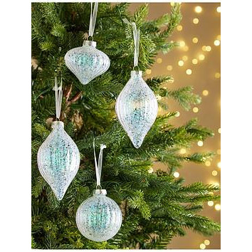 Very Home Set Of 4 Iridescent Glass Baubles