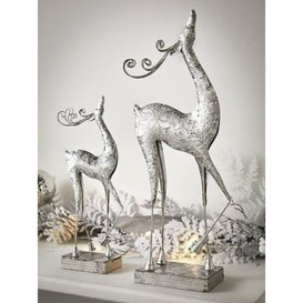 Heaven Sends Set Of 2 Curly Antler Reindeer Christmas Room Ornaments