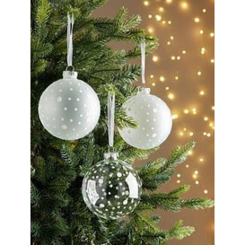 Very Home Set Of 3 Spotty Glass Christmas Tree Baubles